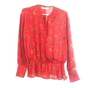 Semi-sheer elegant red blouse